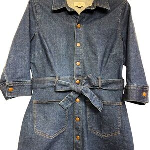 LOFT Blue Medium Wash Denim Shirt Dress